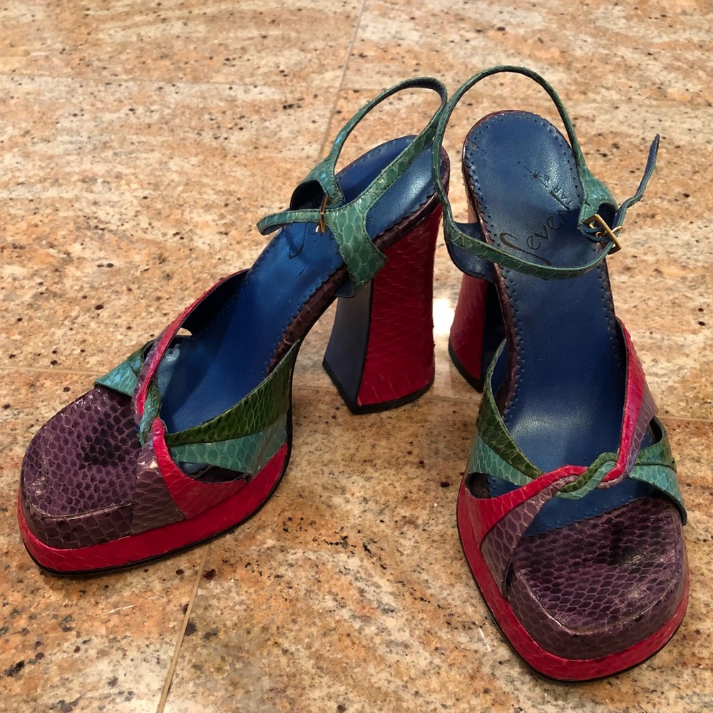 Funky Color Block Platform Heels